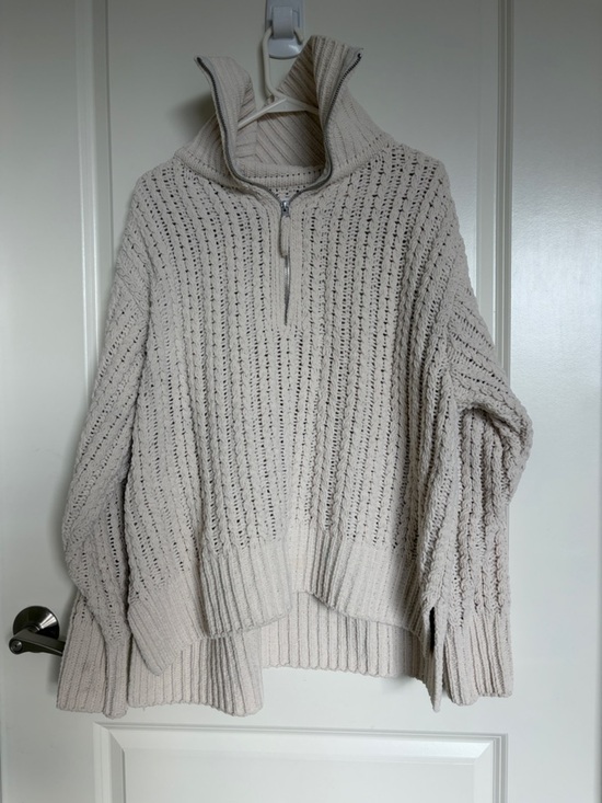 aerie Sweaters - Aerie Women's Cream Half-Zip Knit Sweater